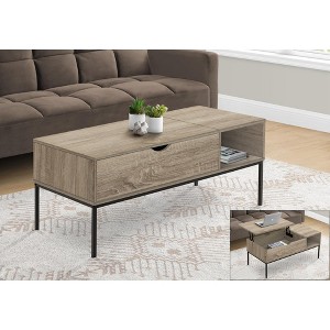 Monarch Specialties Coffee Table 42" L Rectangular Cocktail Lift-top Dark Taupe Black Metal Contemporary Modern - 1 of 4