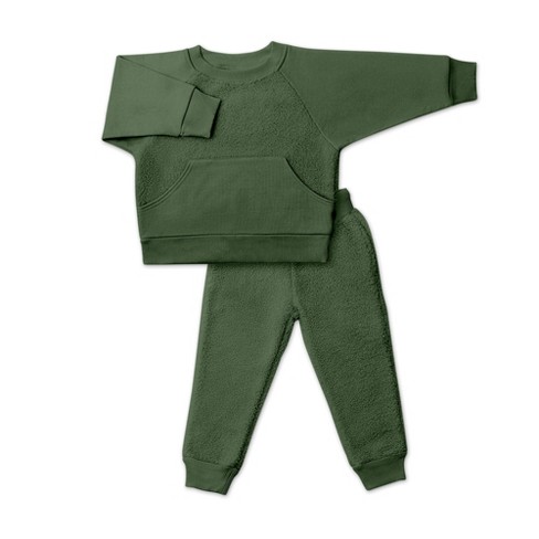 Goumikids Faux Shearling Organic Cotton Two-piece Sweatsuit - Spruce 6-7y :  Target