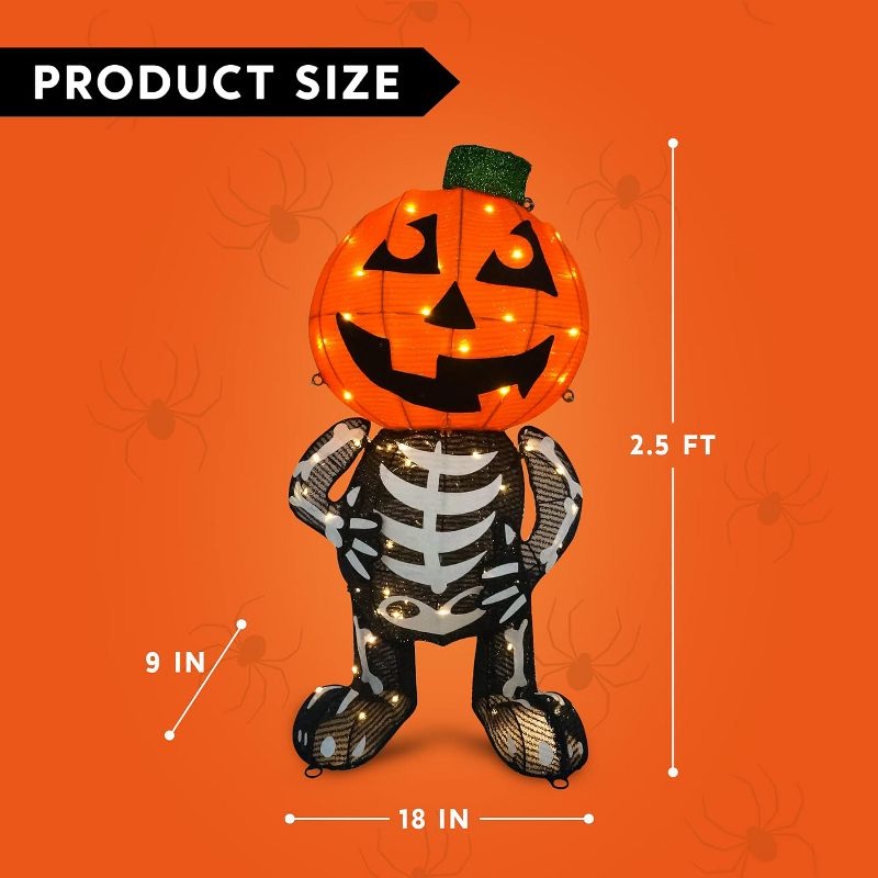 Joiedomi 2.5ft Collapsible Pumpkin Skeleton, 4 of 6
