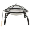 vidaXL 2-in-1 Fire Pit and BBQ with Poker 22Inchx22Inchx19.3Inch Stainless Steel - 2 of 4