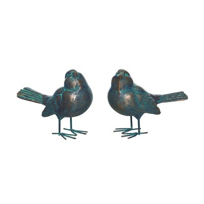 Transpac Resin Standing Patina Bird Set of 2 Spring Home Decorations