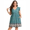 Clearlove Womens Womens Plus Size Casual V Neck Dress V Neck Loose Swing Ruffle Summer Boho Midi Dress with PocketsCasual Dress - 2 of 4