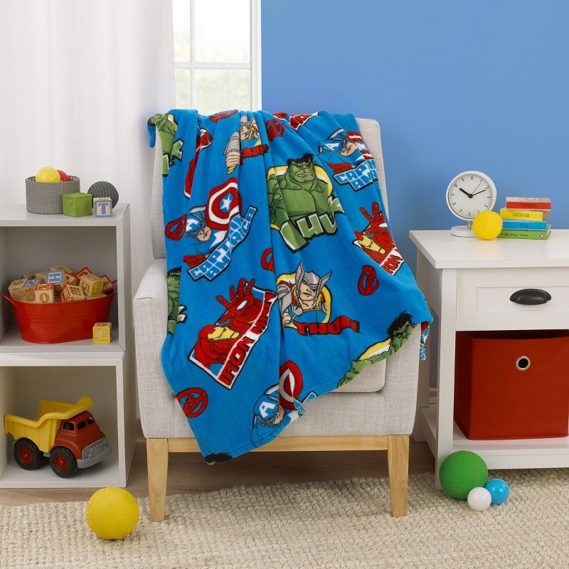 Marvel The Avengers I Am A Hero Blue, Green, and Red Super Soft Toddler Blanket, 3 of 6