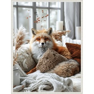 Amanti Art Cozy Fox by Justyna Jaszke Framed Canvas Wall Art - 1 of 4
