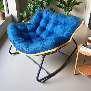 Large Rattan Rocking Chair with 360-degree Recline and Cloud-Like Cushion - 1 of 4