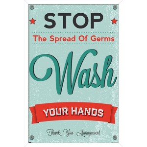 Trends International Stop The Spread of Germs - Wash Your Hands Framed Wall Poster Prints - 1 of 4