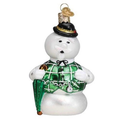 Old World Christmas Mini Snowman - One Glass Ornament 2.0 Inches