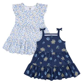 Gerber Baby and Toddler Girls' Short Sleeve Cotton Dresses - 2-Pack
