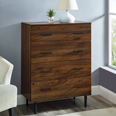 Higgins Modern Vertical 4 Drawer Dresser Dark Walnut - Saracina Home