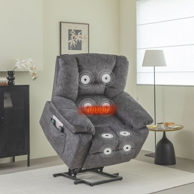 NicBex Velvet Lift Recliner Chair for Elderly,Cozy Massage Chairs with Massage and Lumbar Heating,Modern Reclining Chairs for Living Room