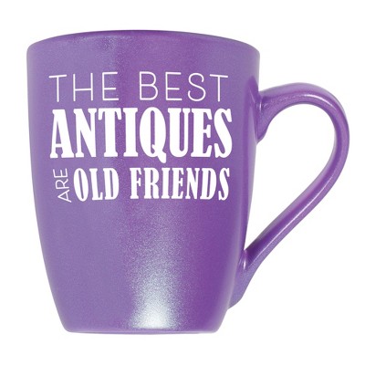 Elanze Designs The Best Antiques Are Old Friends Passion Purple 10 ounce New Bone China Coffee Cup Mug