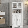 Bathroom Storage Cabinet, Freestanding Linen Cabinet with Doors and Shelves, Wooden Kitchen Pantry Cabinet, for Living Room, Rustic Brown - 4 of 4
