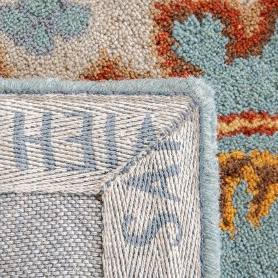 Elegant Heritage Light Blue & Ivory 6' Square Hand-Tufted Wool Rug