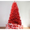 FONTOI 5ft Artificial Christmas Tree Decorative Holiday Pine Tree with Stable Metal Stand for Living Room Office Party Celebration, Red, 24"*10"*15" - 2 of 4