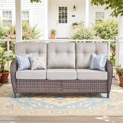 Buenhomino Patio Wicker Chairs Swivel Rocker - Rocking Outdoor Chair Set of 2, 360 Degree Patio Swivel Glider Chair with All-Weather Thicked Cushion