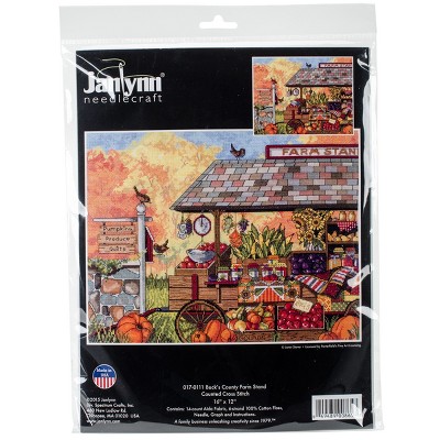 Janlynn Counted Cross Stitch Kit 16"X12"-Buck's County Farm Stand (14 Count)