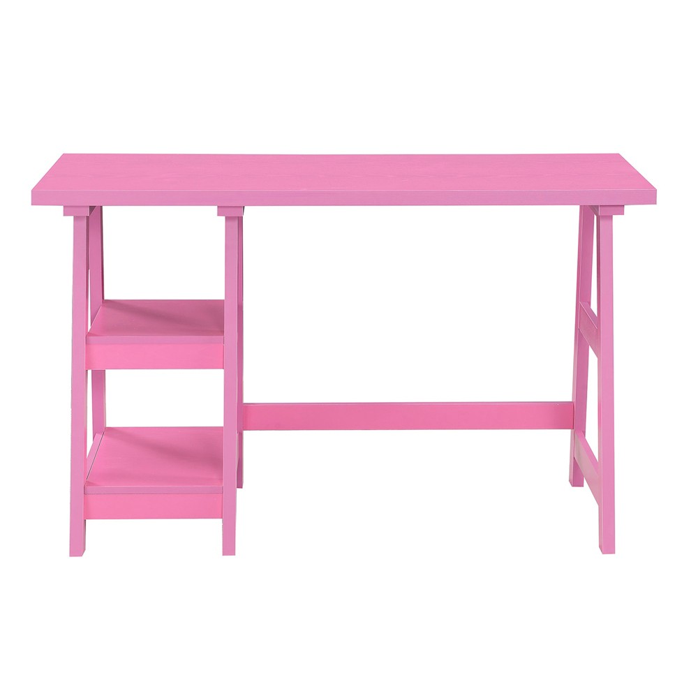Photos - Office Desk Breighton Home Trinity Trestle Style Desk with Built-In Shelves Pink
