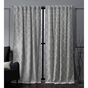 Treillage Back Tab Blackout Window Curtain Panels - Exclusive Home