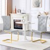 KTMBDW Modern Dining Chairs, Upholstered Kitchen Chairs with Crystal Buckle Design, Faux Leather for Living Room Lounge - 2 of 4