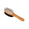 Bass Pet Brushes Dual Sided Pet Brush with 100% Premium Natural Bristle & Alloy Pin Pure Bamboo Handle Full Oval Dark Bamboo - 2 of 4