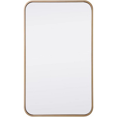Elegant Lighting Soft corner metal rectangular mirror 18x30 inch in Brass