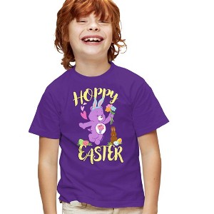 Care Bears Hoppy Easter With Share Bear Kids T-Shirt For Youth Purple - 1 of 4