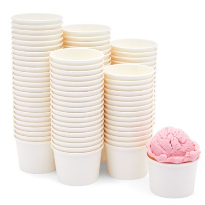 100 Pack 5 Oz Paper Ice Cream Cups - Disposable Frozen Dessert Bowls Brown