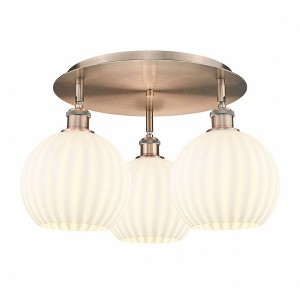 White Venetian - 3 Light Flush Mount In Modern Style-11 Inches Tall and 19.75 Inches Wide - 1 of 1