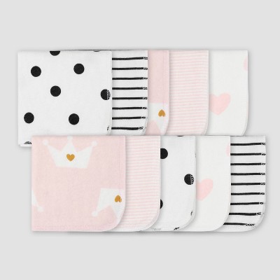 Gerber Baby Girls' 10pk Bunny Washcloth Set - Pink