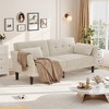 Modern 89" Living Room Futon Sofa Bed, Sleeper Sofa w/Adjustable Backrest & Armrest, Convertible Futon Couch Bed w/2 Pillow - 3 of 4