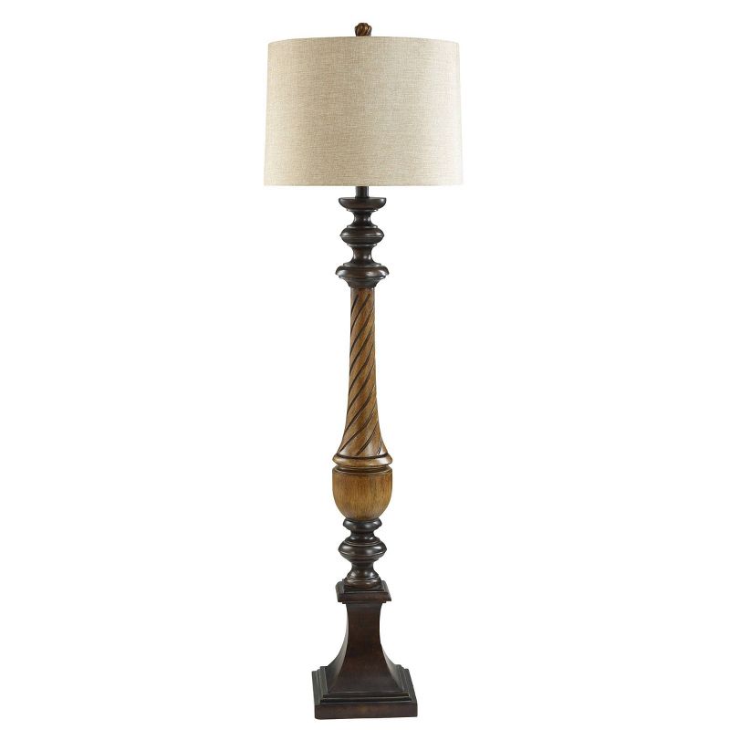 Toffee Wood Traditional Two-Tone Brown Swirled Floor Lamp - StyleCraft, 5 of 6