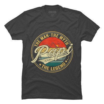 Men's Design By Humans Vintage Sunset Papi, The Man, Myth, Legend By COVI T-Shirt