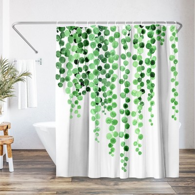 71x74 Minimalist Floral Shower Curtain - 100% Polyester - Water-Resistant Bath Curtain