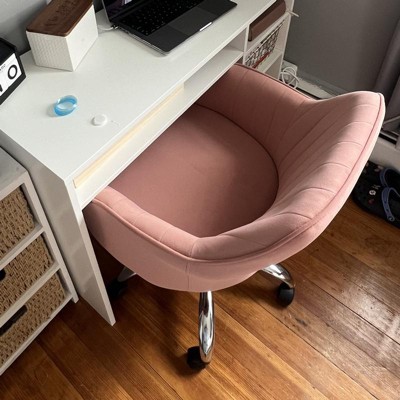 Yaheetech Modern Velvet Desk Chair Soft Height-Adjustable 360°Swivel  Computer Chair, Ivory