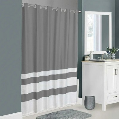 LunaLulinlk Easy Hang Waffle Stripe Premium Fabric Shower Curtain
