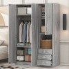 47"W Wardrobe Clothing Armoire Storage Cabinet  with 3 Drawers, Shelves and Hanging Rail, White/Gray-ModernLuxe - 3 of 4