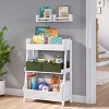 RiverRidge Kids' 3-Tier Ladder Shelf Toy Organizer, Bookshelf with rack & Storage Bin White with 2 10" Floating Bookshelves - 2 of 4