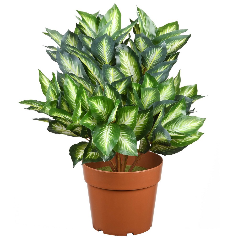 National Tree Company 24" Hosta Plant: Indoor/Outdoor Faux Greenery, Brown Pot, Polyethylene