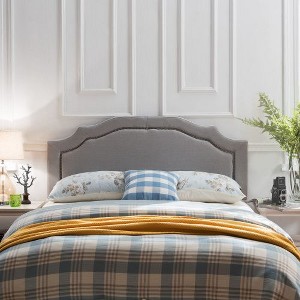 Upholstered Headboard Queen Size with Inset Button Accents, Adjustable Iron Frame for Queen/Full Beds -Christopher Knight Home Queen Headboard - 1 of 4