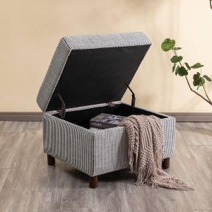 25" Wide Rectangle Storage Ottoman with Wood Legs and Hinged Lid - WOVENBYRD - 1 of 4