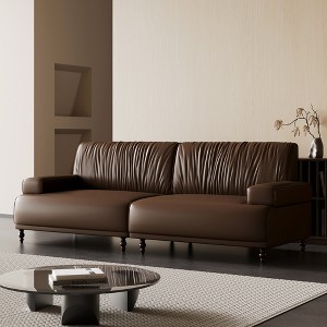Luck Live 86.4" Leather Sofa, Modern Living Room Combination Sofa Brown - 1 of 4
