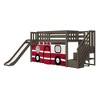 Twin Low Loft With Stairs, Easy Slide & Firetruck Curtain - 2 of 4