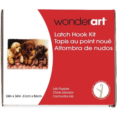 Wonderart Latch Hook Kit 24"X34"-Lab Puppies