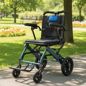 Garvee Wheelchair for Elderly, Transport Chair Lightweight Foldable with Handbrake, 16 inch Seat Width, Blue/Black - 1 of 4