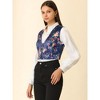 Allegra K Women's Floral Pattern Button Closure Satin Waistcoat Vest - 4 of 4