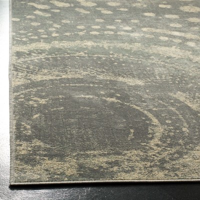 Light Grey and Multi Geometric Wool and Viscose Area Rug