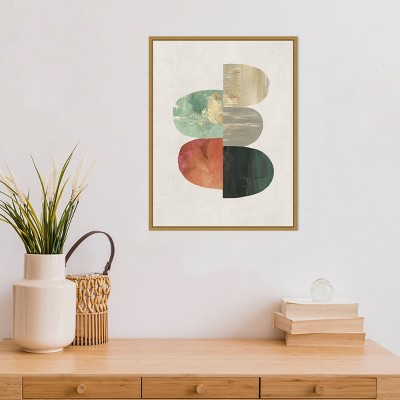18" x 24" Multicolor Abstract Canvas with Gold Frame