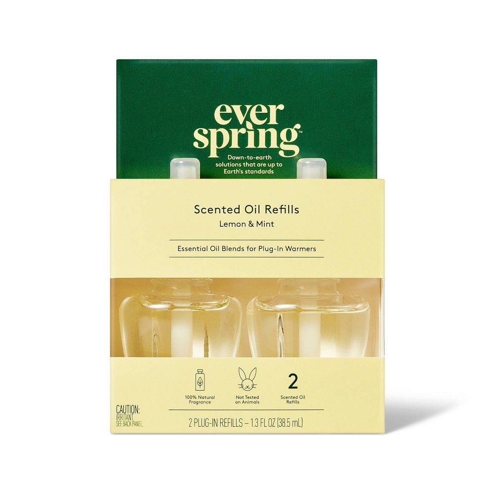Photos - Air Freshener Everspring Scented Oil Refill  - Lemon & Mint - 1.3 fl oz/2pk - Everspri 