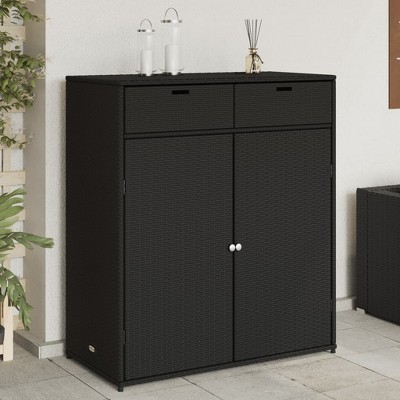 vidaXL Patio Storage Cabinet Black 41.3 in.x21.7 in.x44.5 in. Poly Rattan