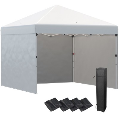 Outsunny 10 x 10ft Pop Up Canopy Creamwith Sidewalls, Weight Bags and Carry Bag, Height Adjustable Tents for Parties, Cream